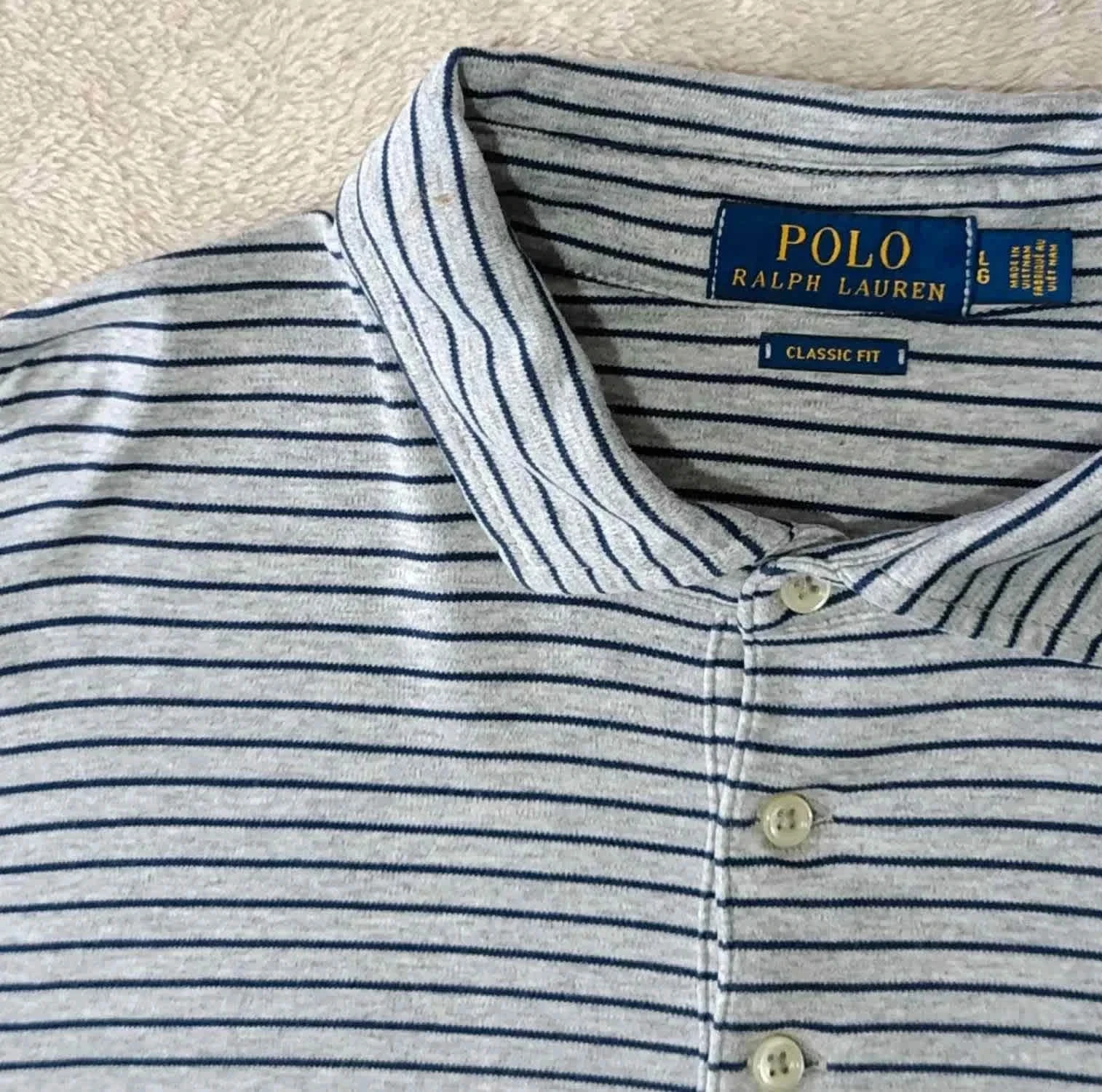 Polo Ralph Lauren gris rayures bleues Taille L – photo 5